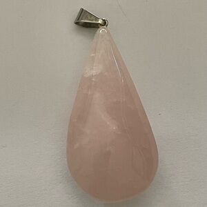 Natural Rose Quartz Heart Chakra Teardrop Pendant